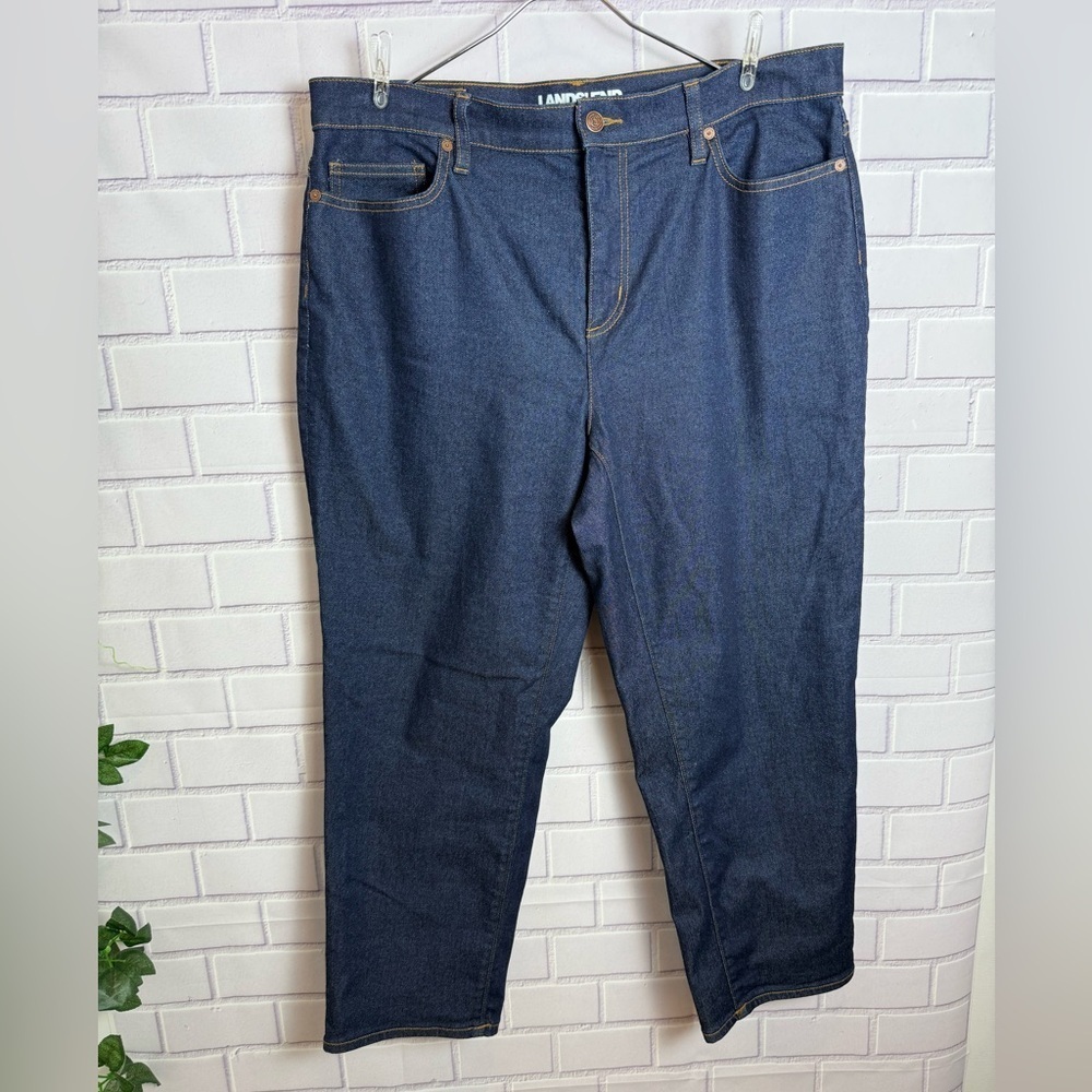 Lands' End Size 16 High Rise Straight Leg Blue Jeans - Picture 2 of 12